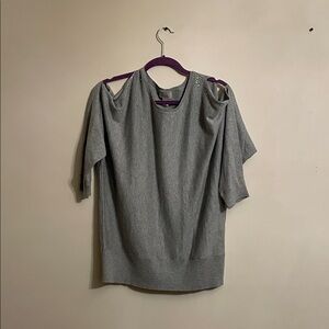 LOFT Gray Cold Shoulder Sweater